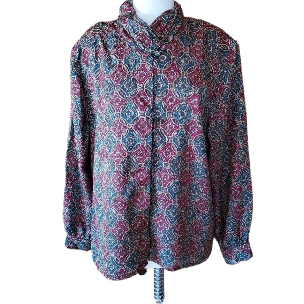 NWOT 1980s‎ Worthington Multi-Color Blouse